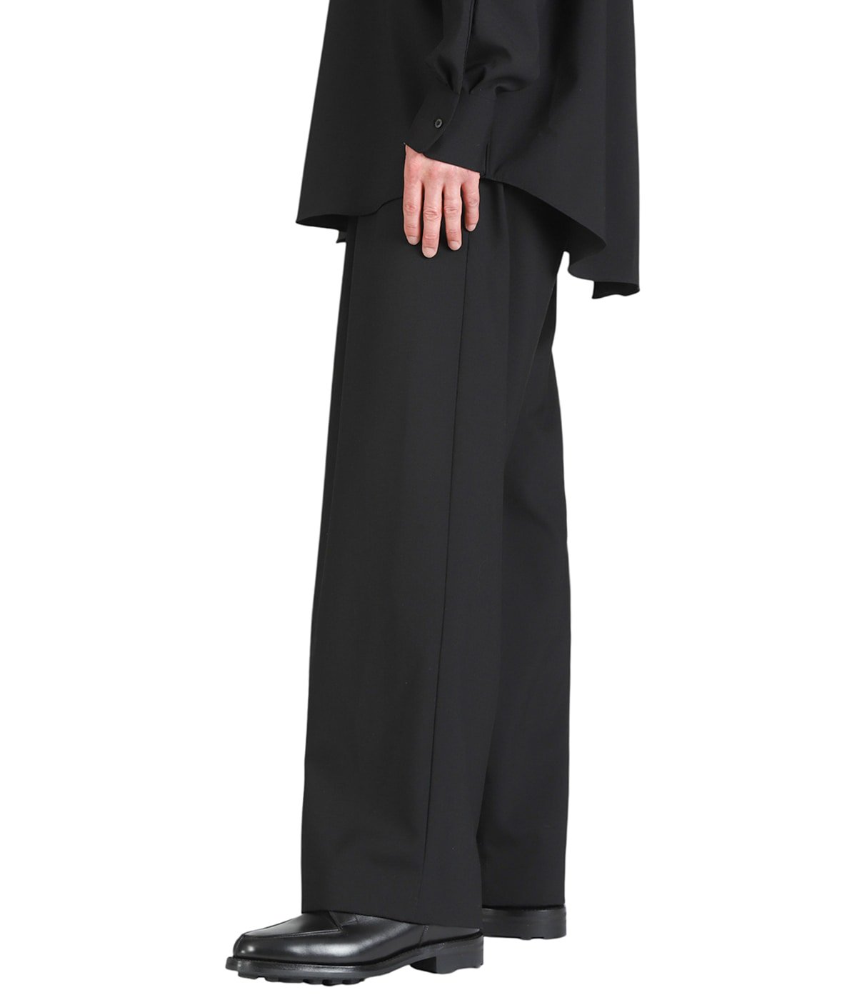 TRIPLE PLEATED WIDE TROUSERS -ORGANIC WOOL 2/80 TROPICAL