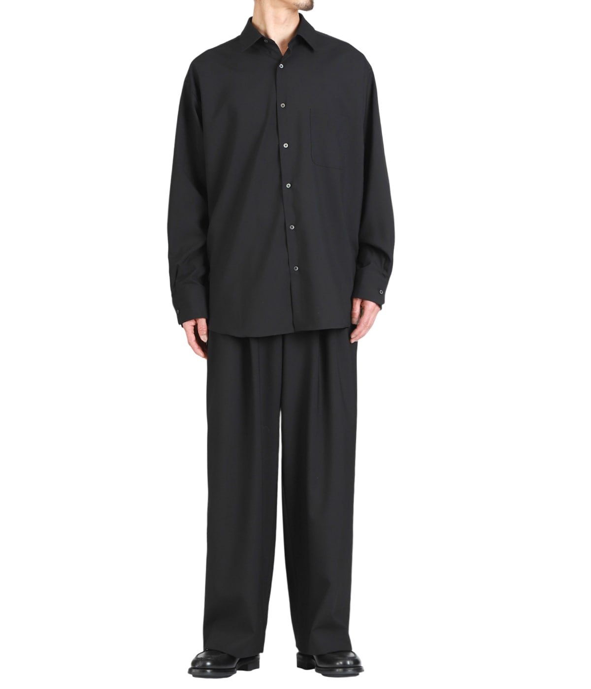 TRIPLE PLEATED WIDE TROUSERS -ORGANIC WOOL 2/80 TROPICAL