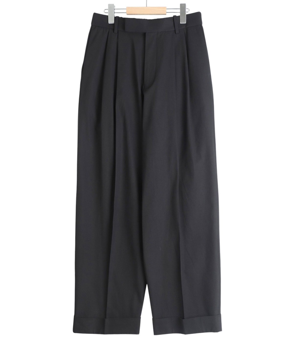 DOUBLE PLEATED SEMI EASY TROUSERS -ORGANIC COTTON VOILE YARN TWILL