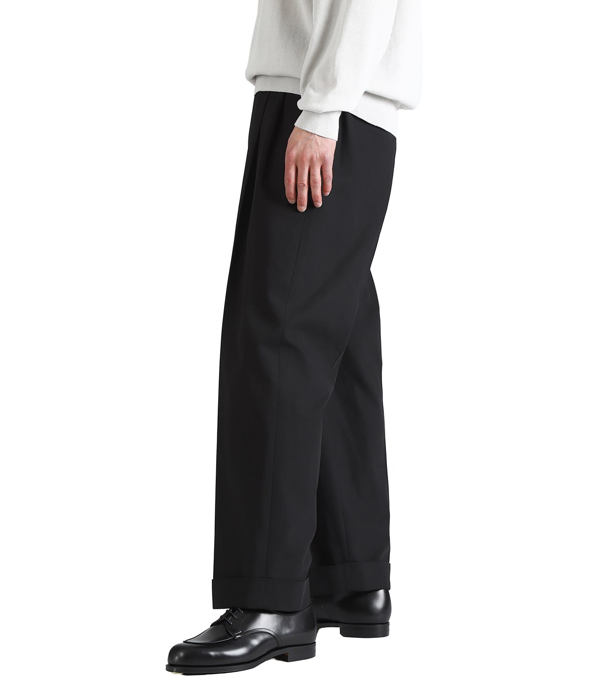 DOUBLE PLEATED SEMI EASY TROUSERS -ORGANIC COTTON VOILE YARN TWILL