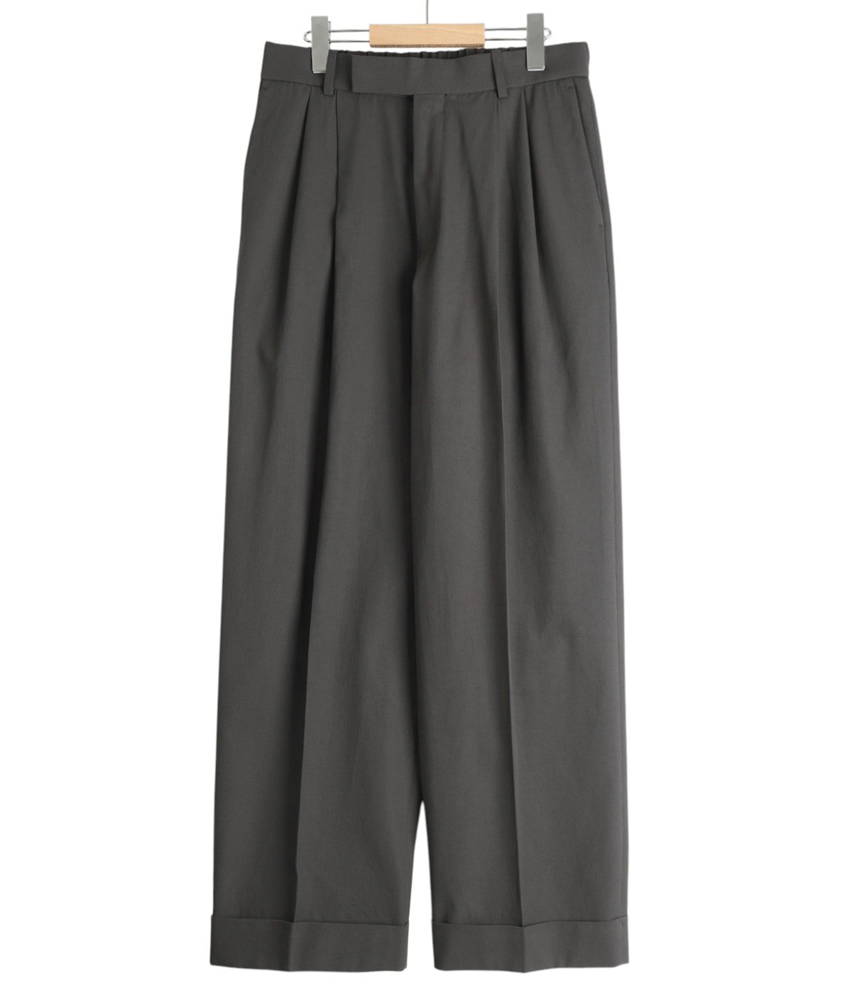 DOUBLE PLEATED SEMI EASY TROUSERS -ORGANIC COTTON VOILE YARN TWILL