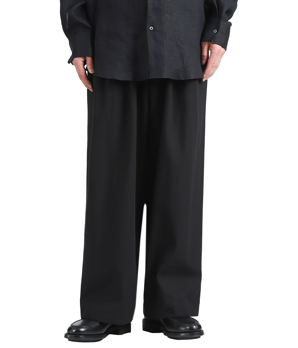 TRIPLE PLEATED EASY TROUSERS -ORGANIC COTTON VOILE YARN TWILL