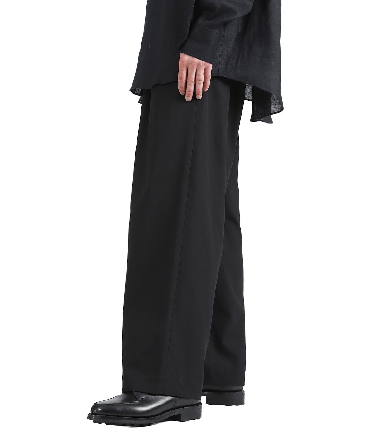 TRIPLE PLEATED EASY TROUSERS -ORGANIC COTTON VOILE YARN TWILL