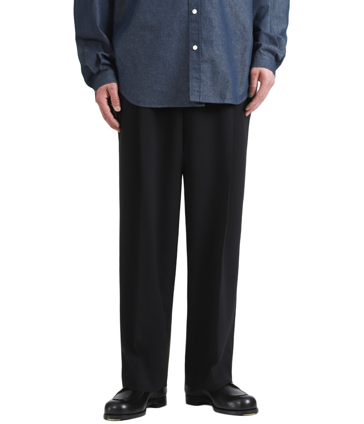 DOUBLE PLEATED TROUSERS -ORGANIC WOOL LIGHT SERGE- | MARKAWARE