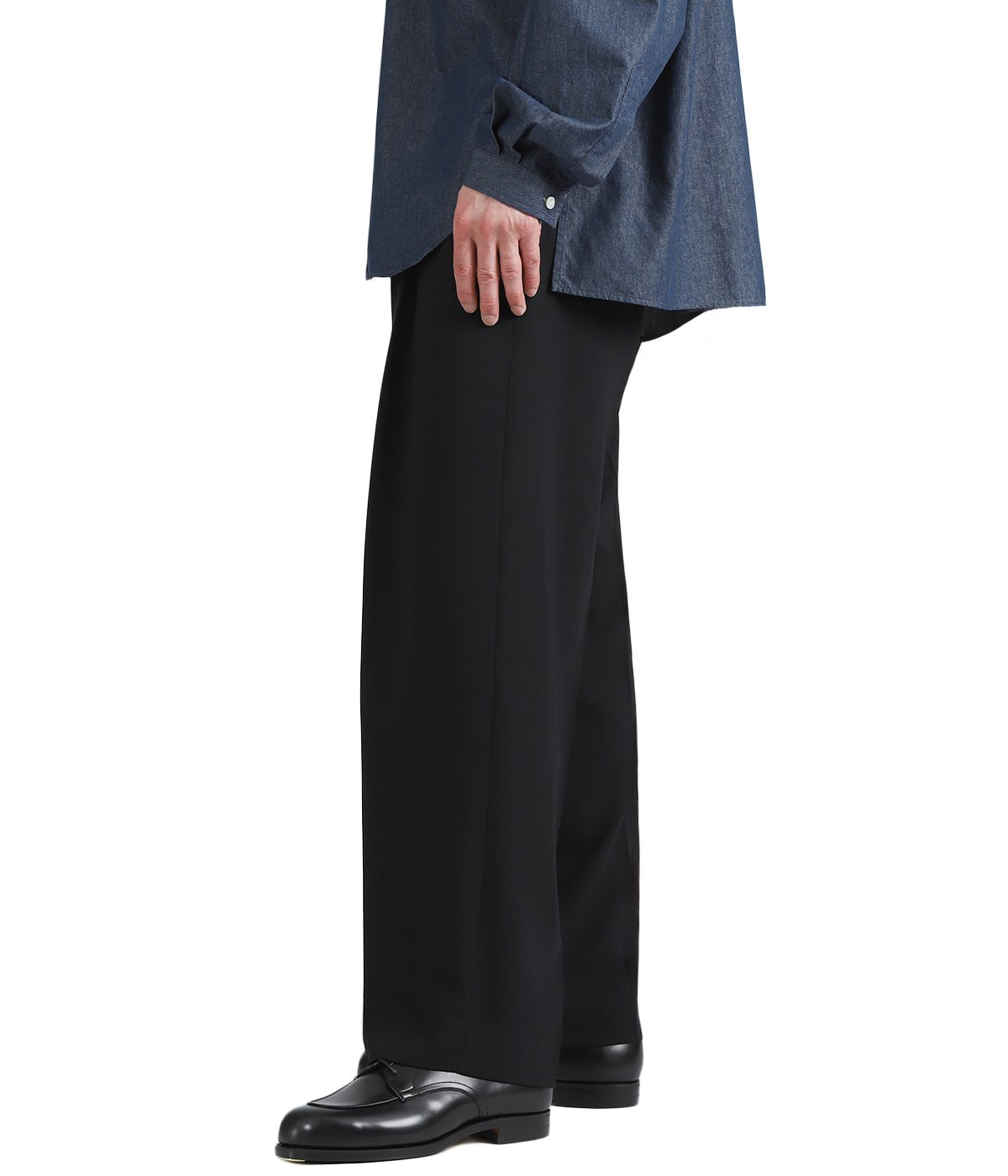 DOUBLE PLEATED TROUSERS -ORGANIC WOOL LIGHT SERGE- | MARKAWARE