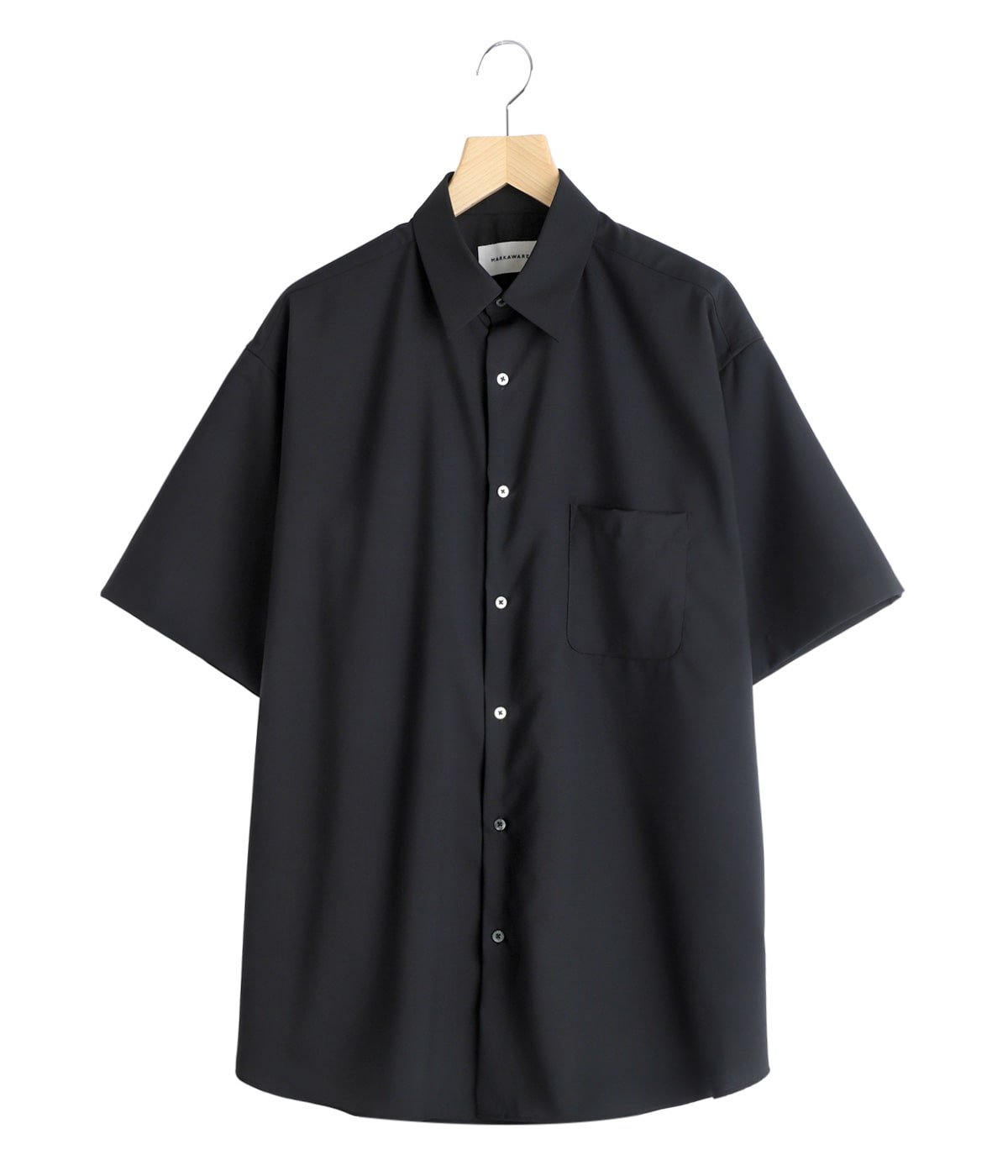 グラフペーパー　ブロード　シャツ　半袖　黒　コットン　ポケット　メンズ　1 COMFORT FIT S/S SHIRT ORGANIC WOOL 2/80 TROPICAL | MARKAWARE