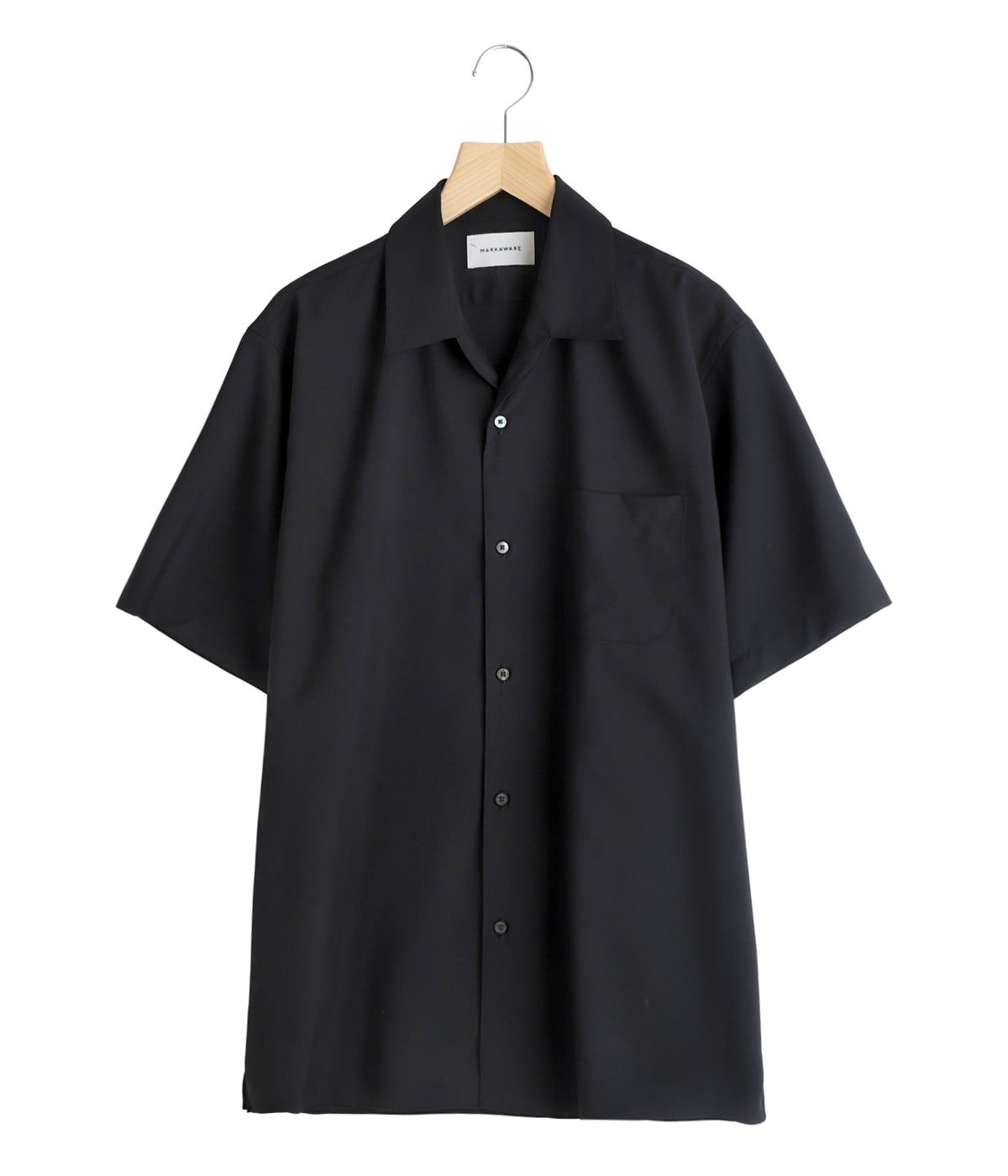 ITALIAN OPEN COLLAR S/S SHIRT ORGANIC WOOL 2/80 TROPICAL