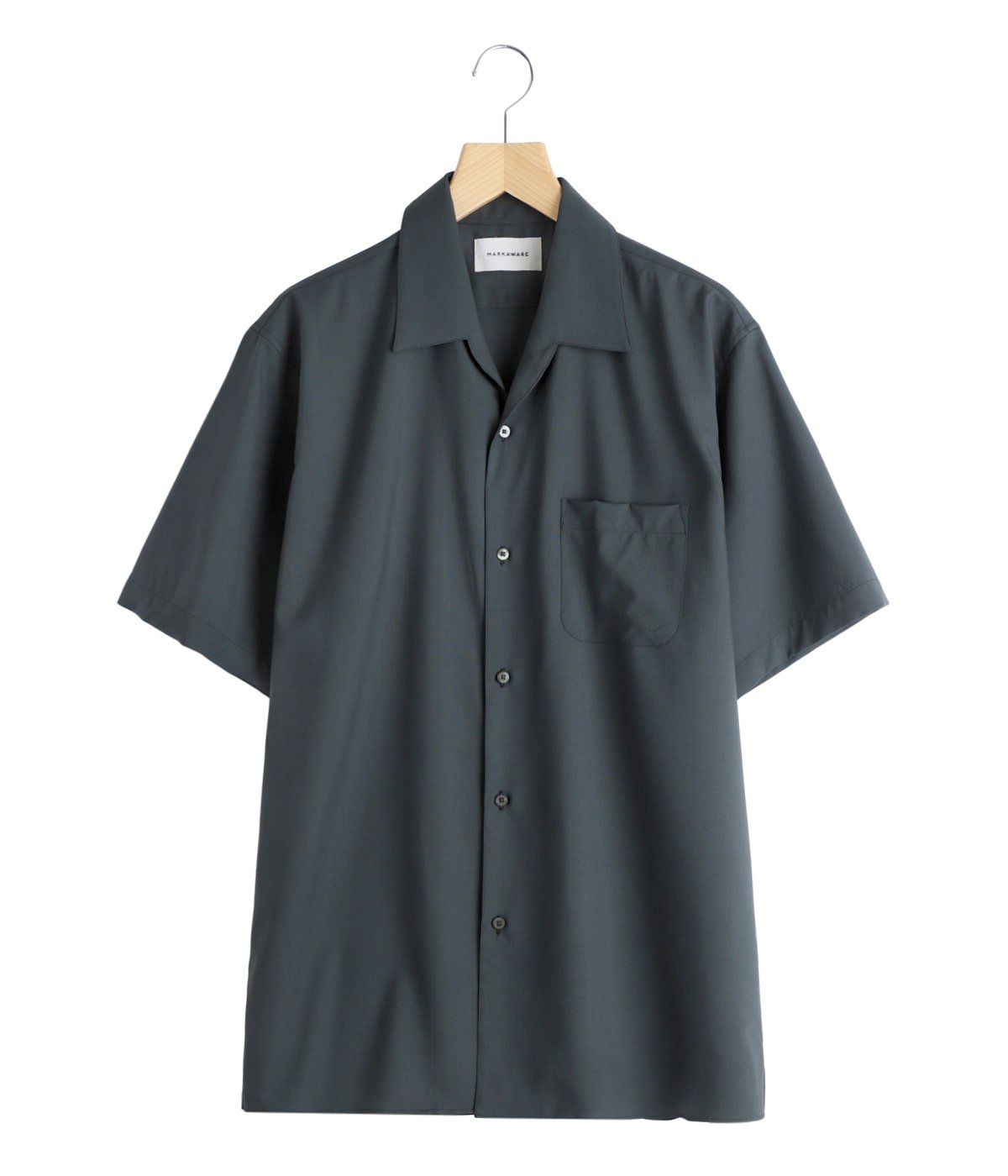 ITALIAN OPEN COLLAR S/S SHIRT ORGANIC WOOL 2/80 TROPICAL