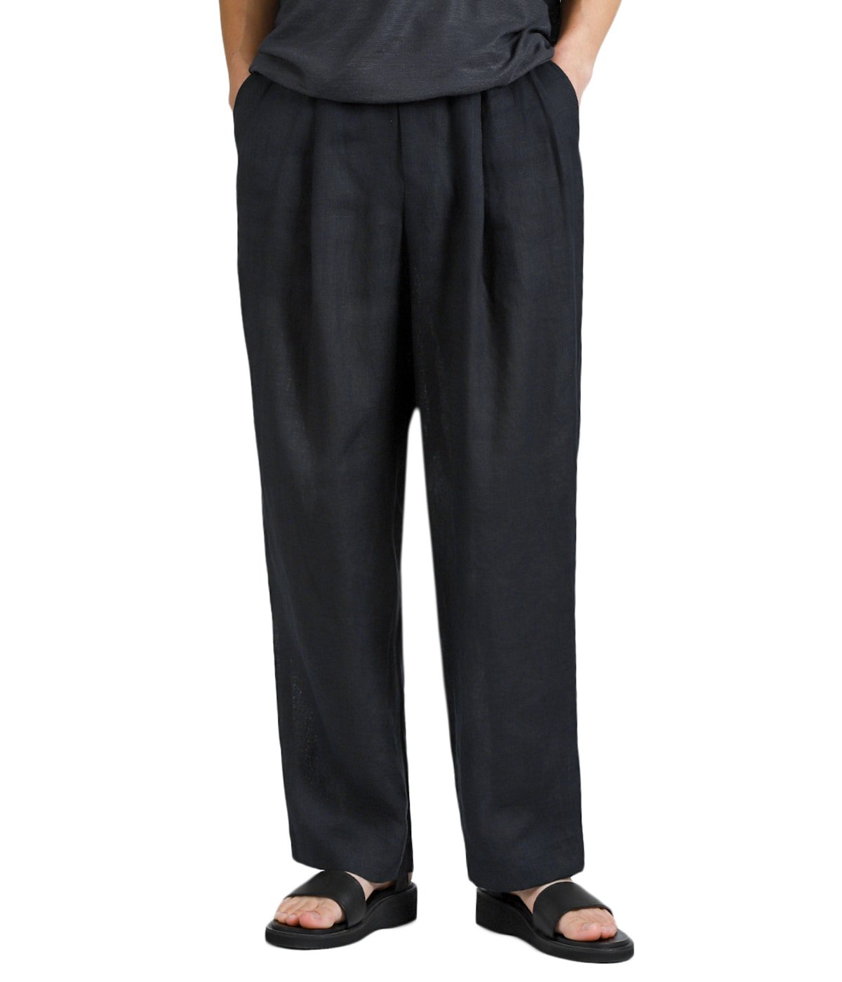 DOUBLE PLEATED EASY TROUSERS HEMP SHIRTING | MARKAWARE(マーカ