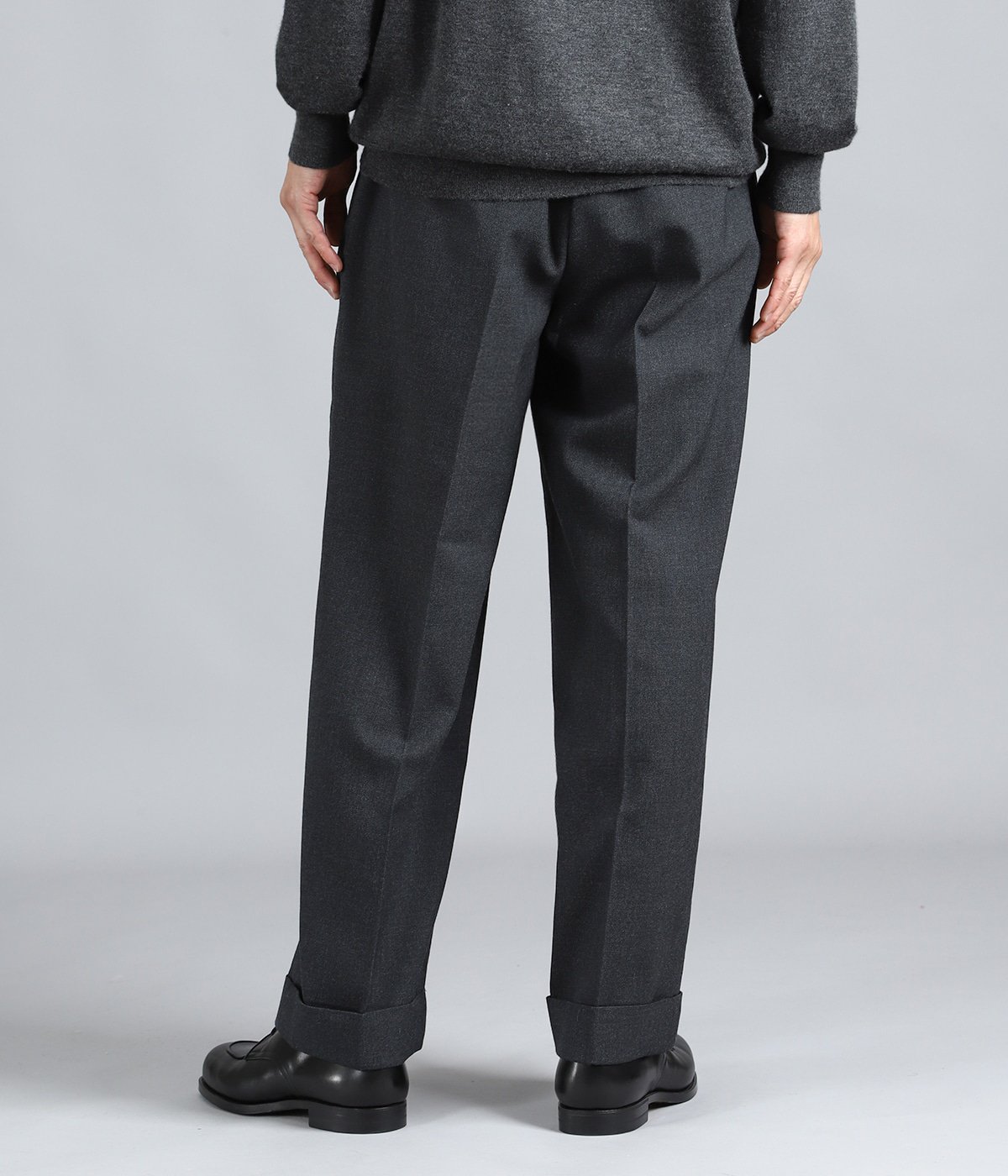 DOUBLE PLEATED SEMI EASY TROUSERS ORGANIC WOOL SURVIVAL CLOTH