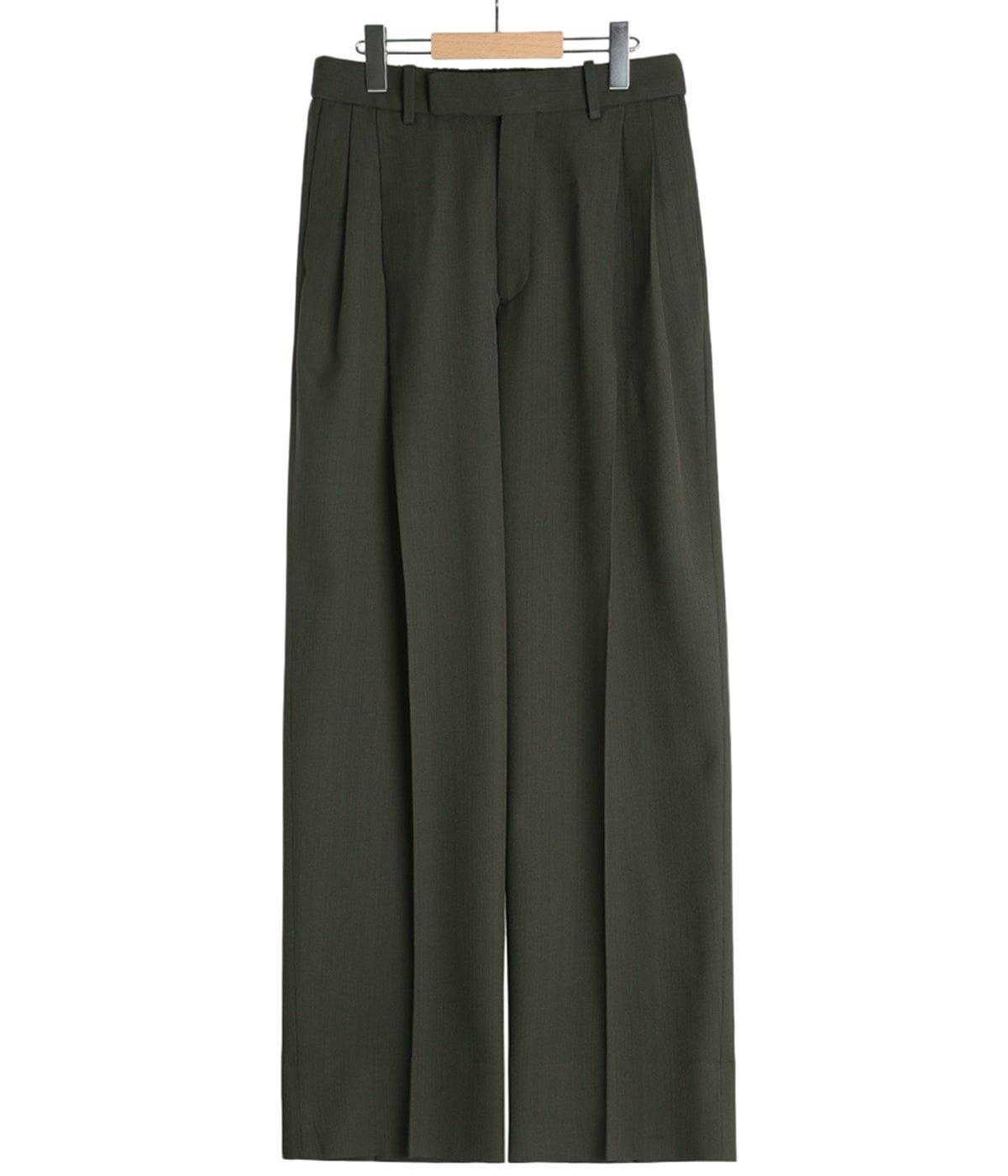 予約】DOUBLE PLEATED SEMI EASY TROUSERS ORGANIC WOOL SURVIVAL