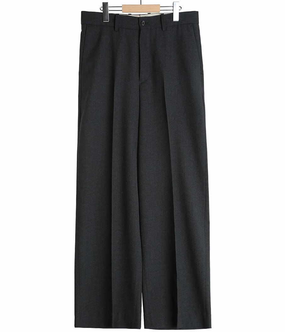 予約】FLAT FRONT WIDE TROUSERS ORGANIC WOOL SURVIVAL CLOTH