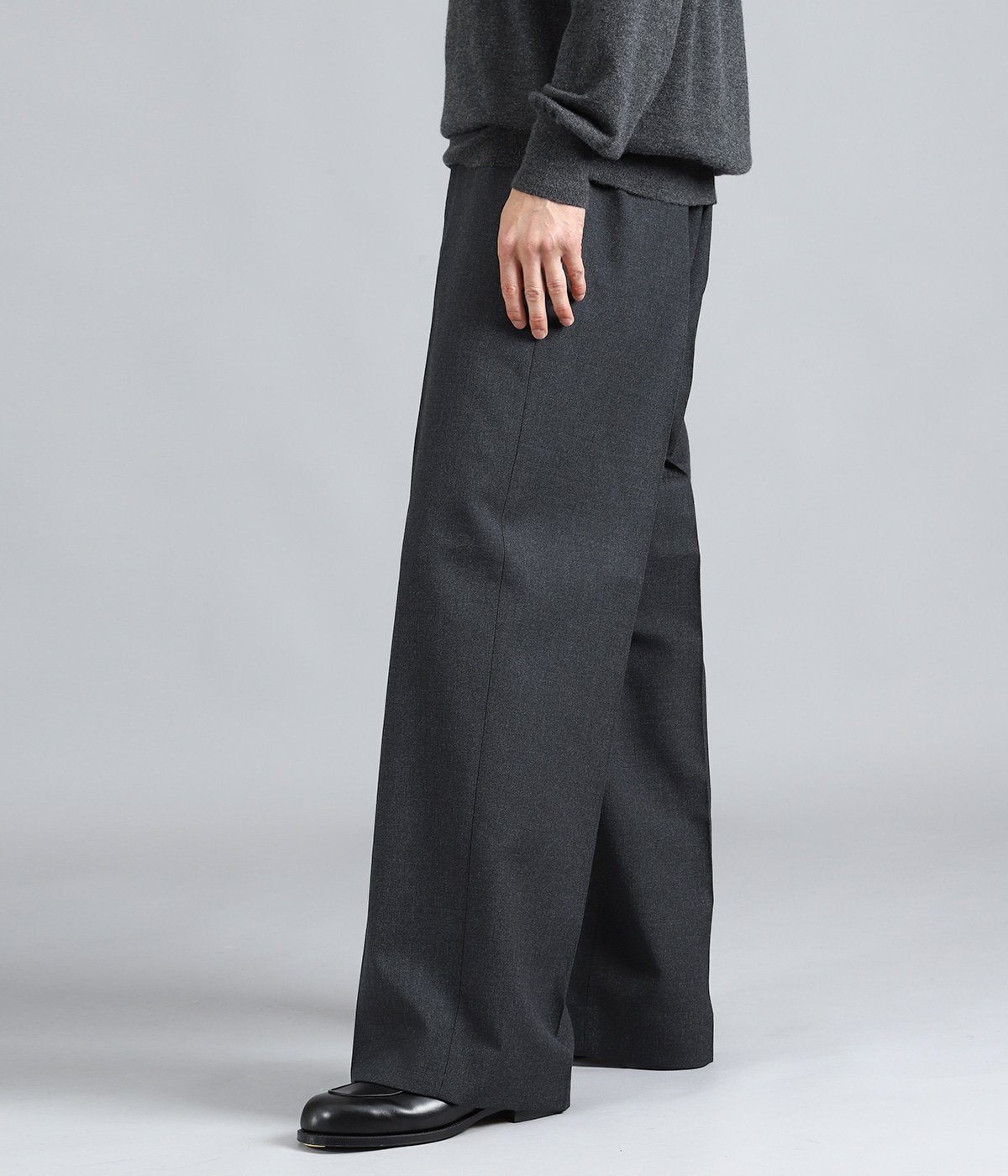 MARKAWARE ウールスラックス FLAT FRONT WIDE TROUSERS ORGANIC WOOL SURVIVAL CLOTH | MARKAWARE