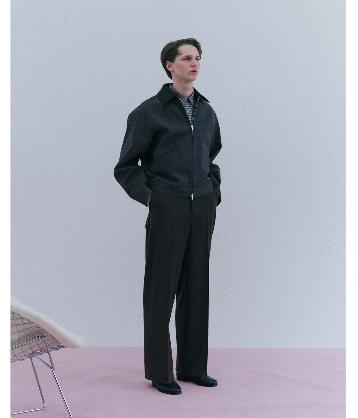 FLAT FRONT WIDE TROUSERS ORGANIC WOOL SURVIVAL CLOTH | MARKAWARE