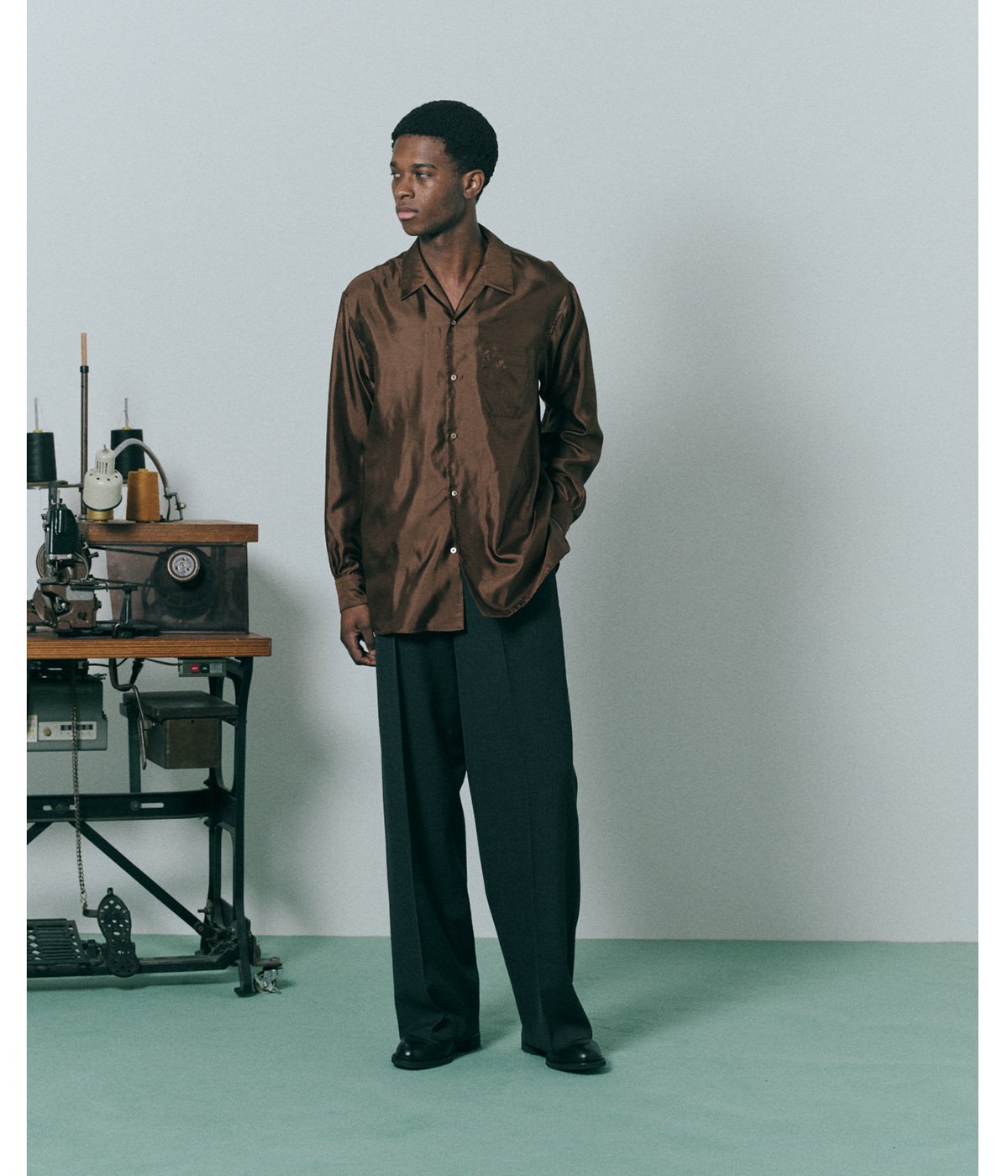 FLAT FRONT WIDE TROUSERS ORGANIC WOOL SURVIVAL CLOTH | MARKAWARE