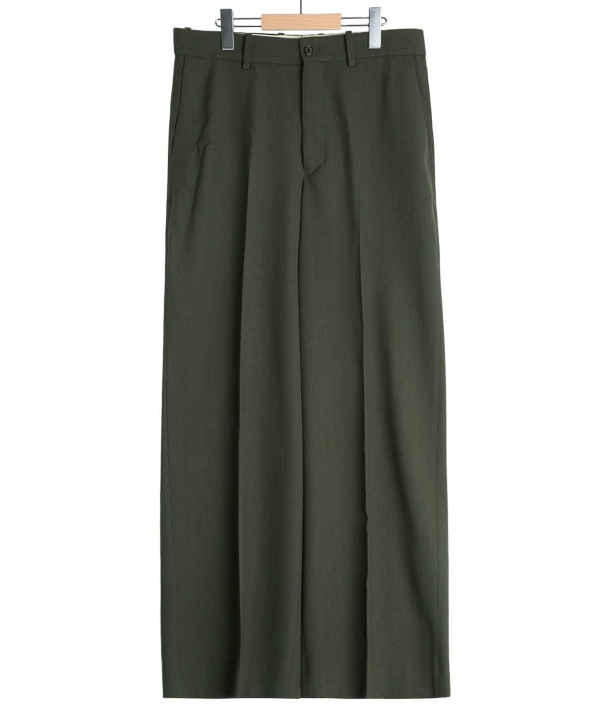 予約】FLAT FRONT WIDE TROUSERS ORGANIC WOOL SURVIVAL CLOTH