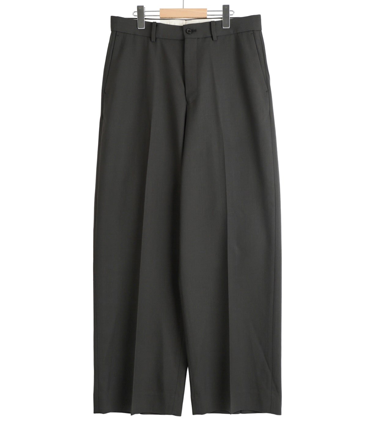 FLAT FRONT WIDE TROUSERS ORGANIC WOOL SURVIVAL CLOTH | MARKAWARE