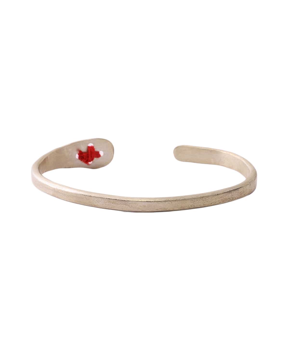 stitched cross silver bangle