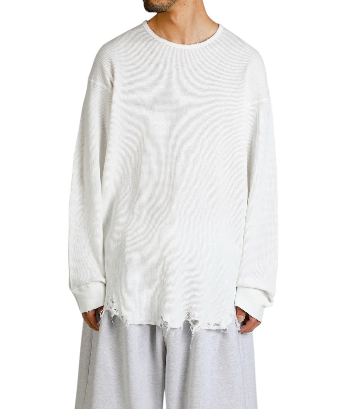 DAMAGE WAFFLE CREW LS T-SHIRT | ANCELLM(アンセルム DAMAGE WAFFLE CREW LS T-SHIRT | ANCELLM(アンセルム