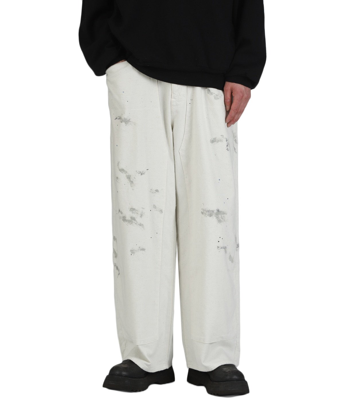 ANCELLM C/R DUCK DOUBLEKNEE PANTS サイズ1 白 C/R DUCK DOUBLEKNEE PANTS(WHITE) – ANCELLM
