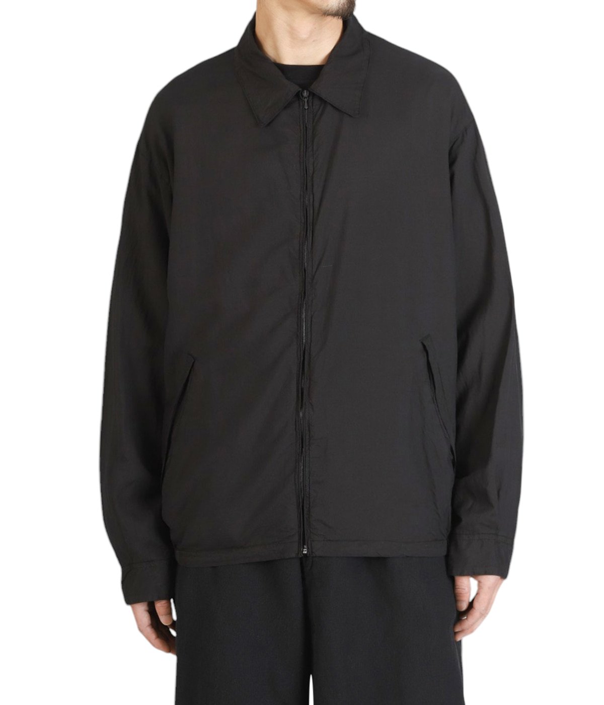 COMOLI シルク 製品染 ブルゾン , Black – Navyblue