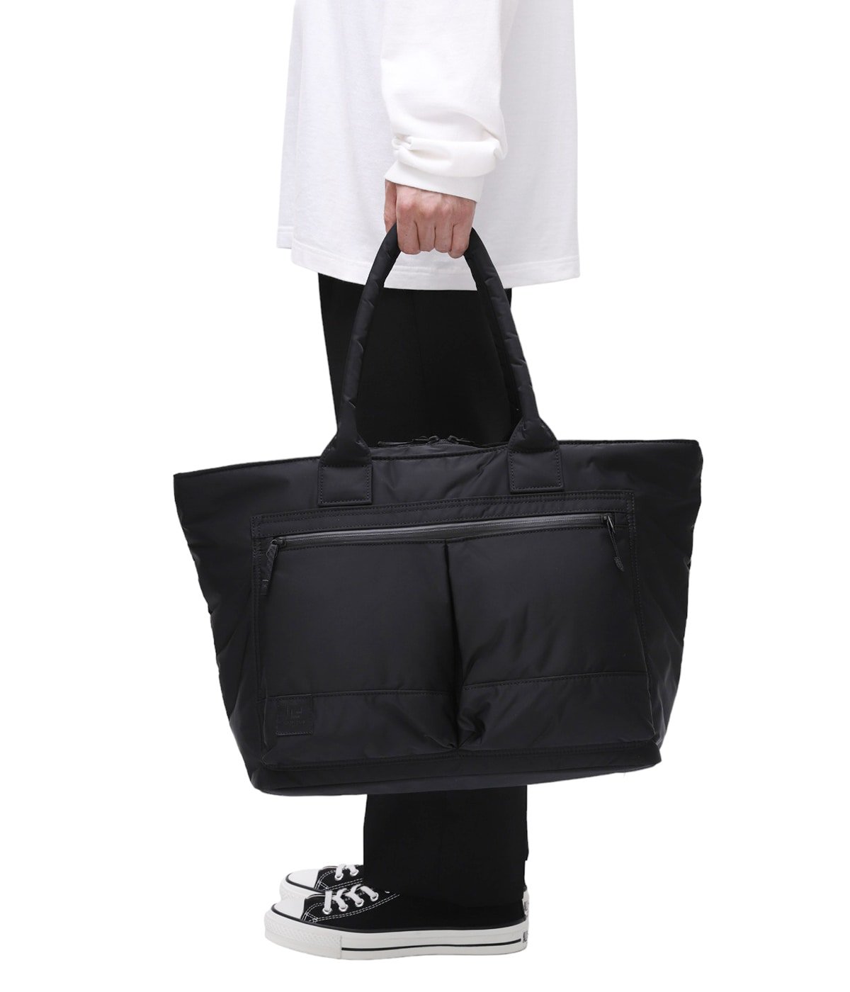 上部ダブルジッパー開閉RAMIDUS BLACK BEAUTY TOTE BAG (L)  トート