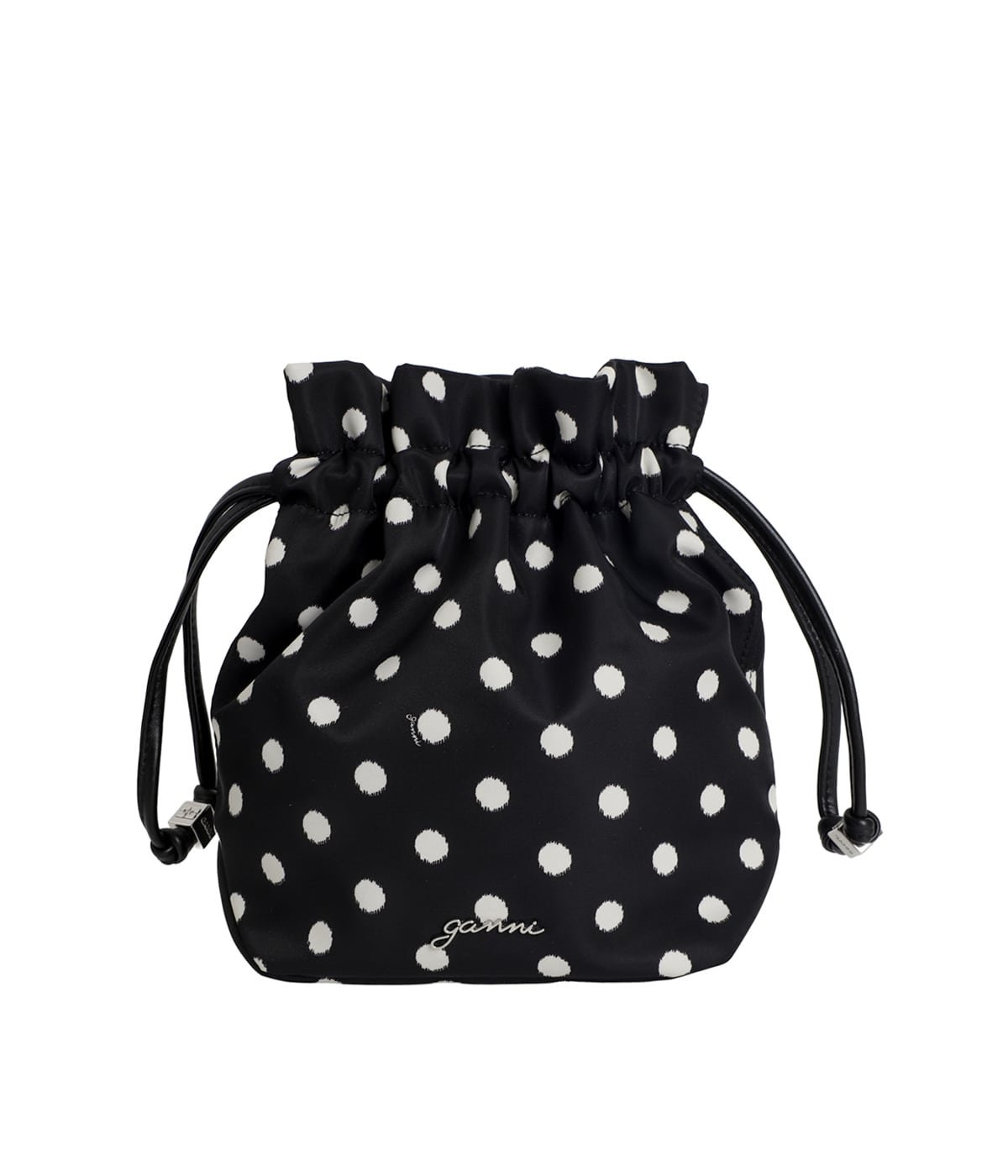 nn GANNI/ ガニー　ロゴ　ブラックラメタイツ レディース】Pouch Printed Nylon | GANNI(ガニー) / バッグ バッグ