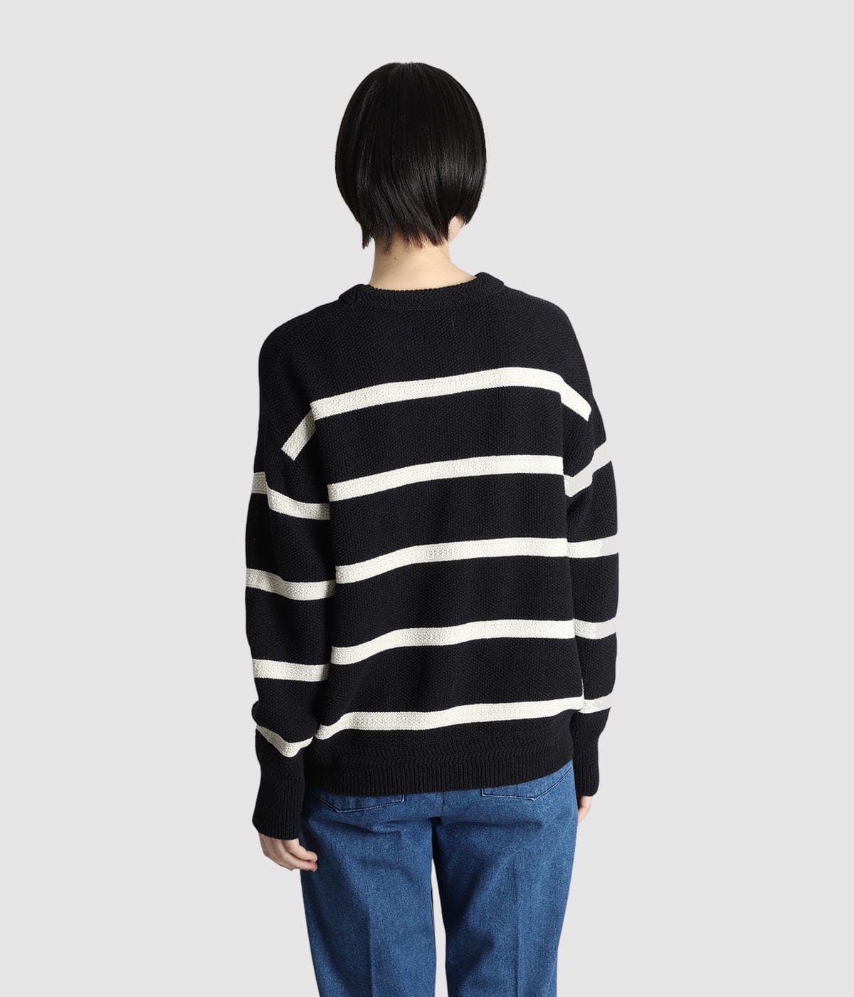 BORDERS & BOUNDARIES ブラックニット M COTTON LINEN BORDER KANOKO L/S KNIT | BALLAST ARK(バラストアーク