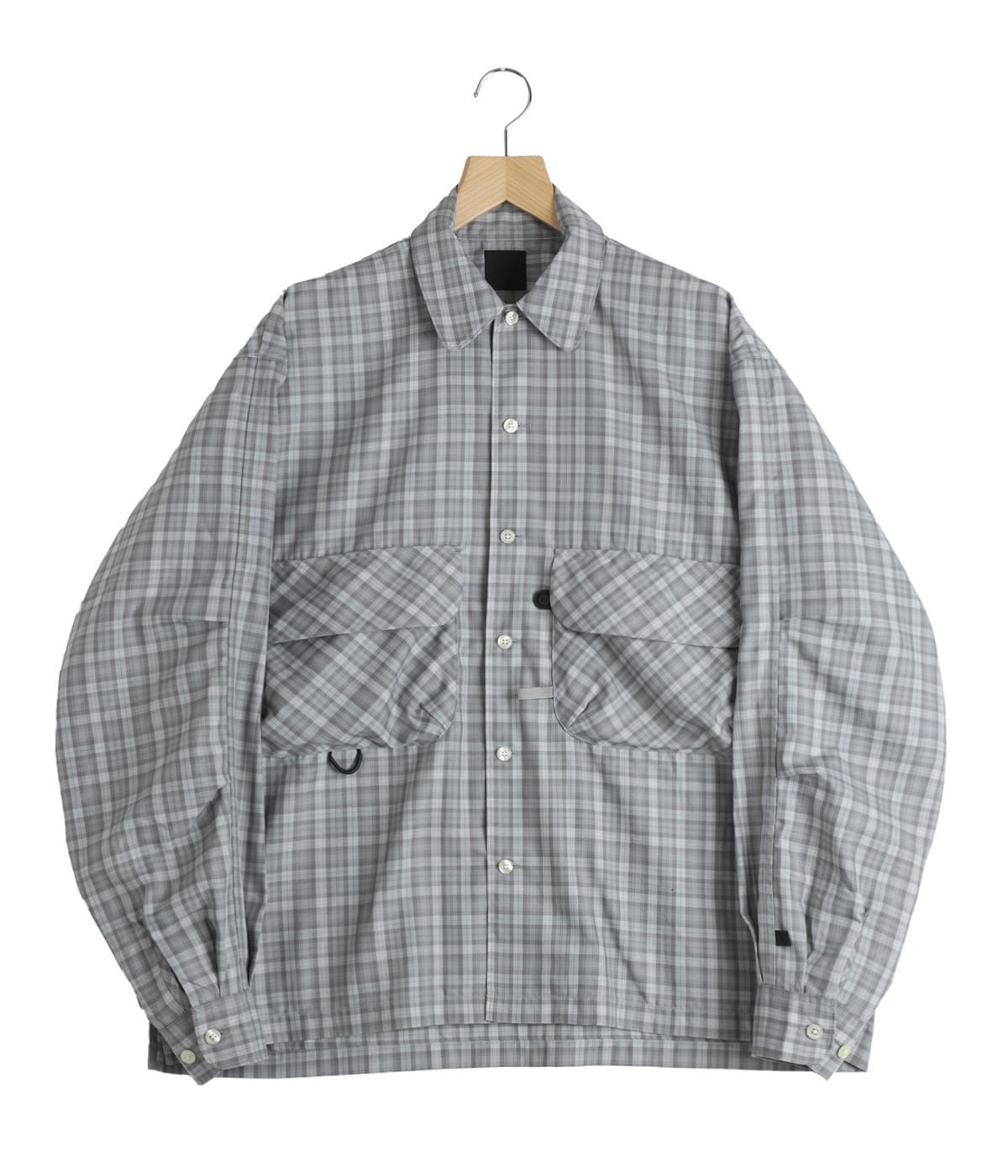 mana★オパール東京 限定アイテム テレクラ シャツ グレー TECH SPORTS OPEN COLLAR SHIRT L/S GREN PLAID | DAIWA PIER39(ダイワ