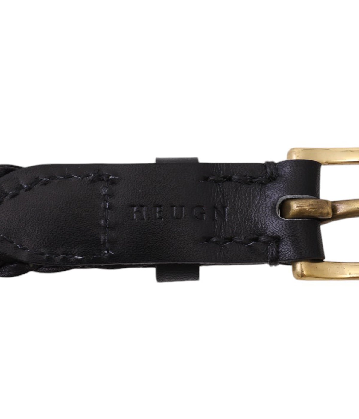 HEUGN Josh BELT001 Black レザーメッシュベルト-