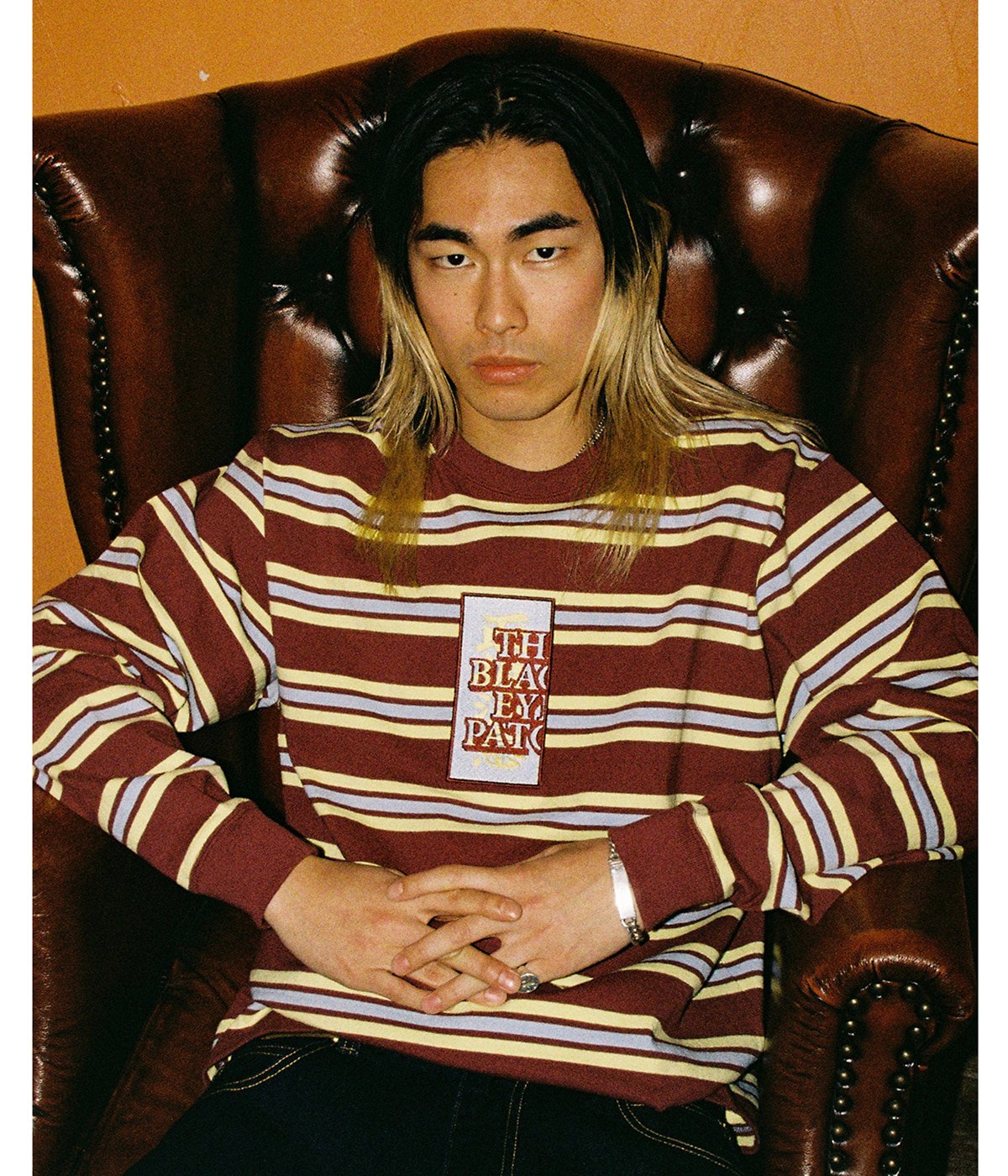 HWC LABEL STRIPED HEAVYWEIGHT L/S TEE | BlackEyePatch(ブラックアイ