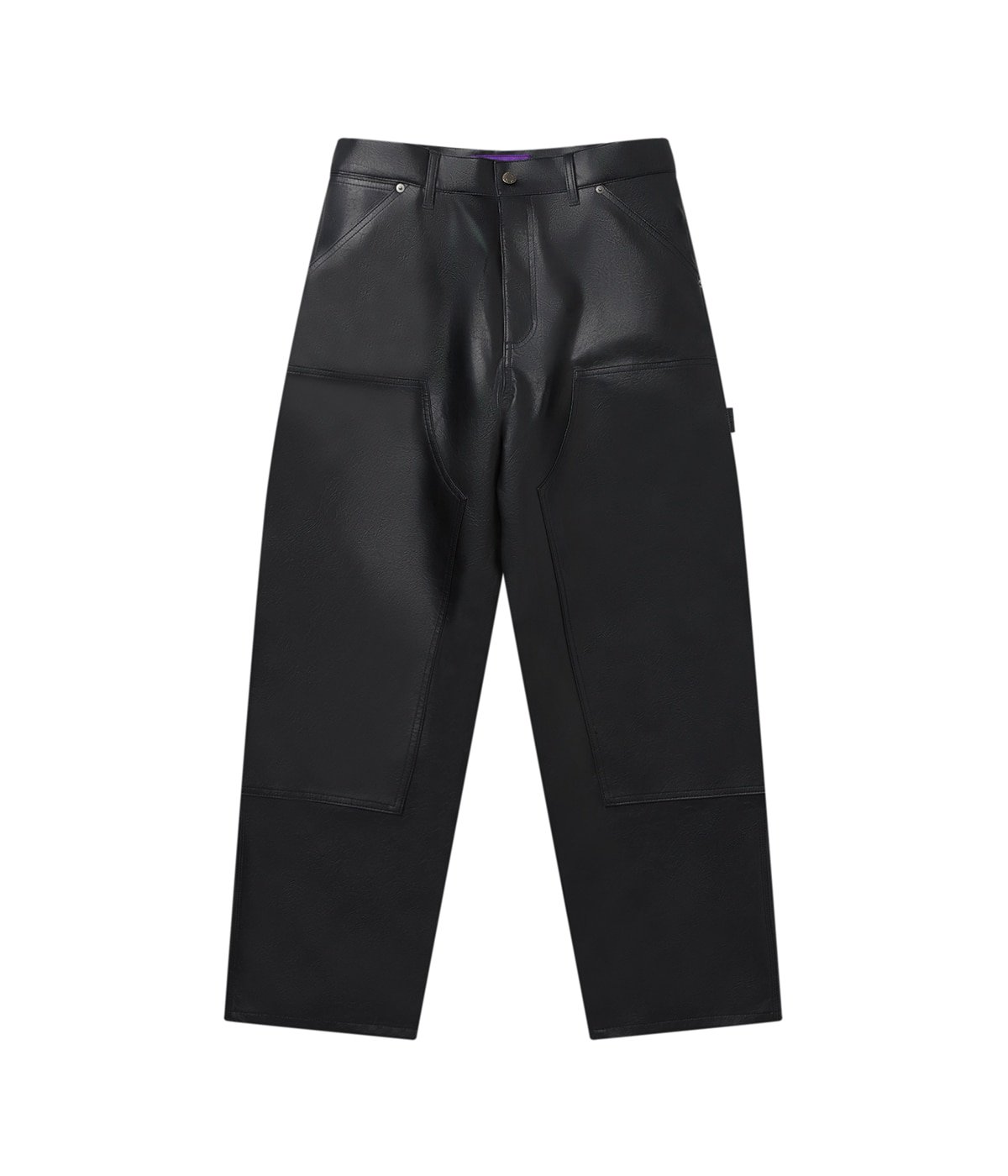 FAUX LEATHER EXTRA BAGGY DOUBLE KNEE PANTS | BlackEyePatch