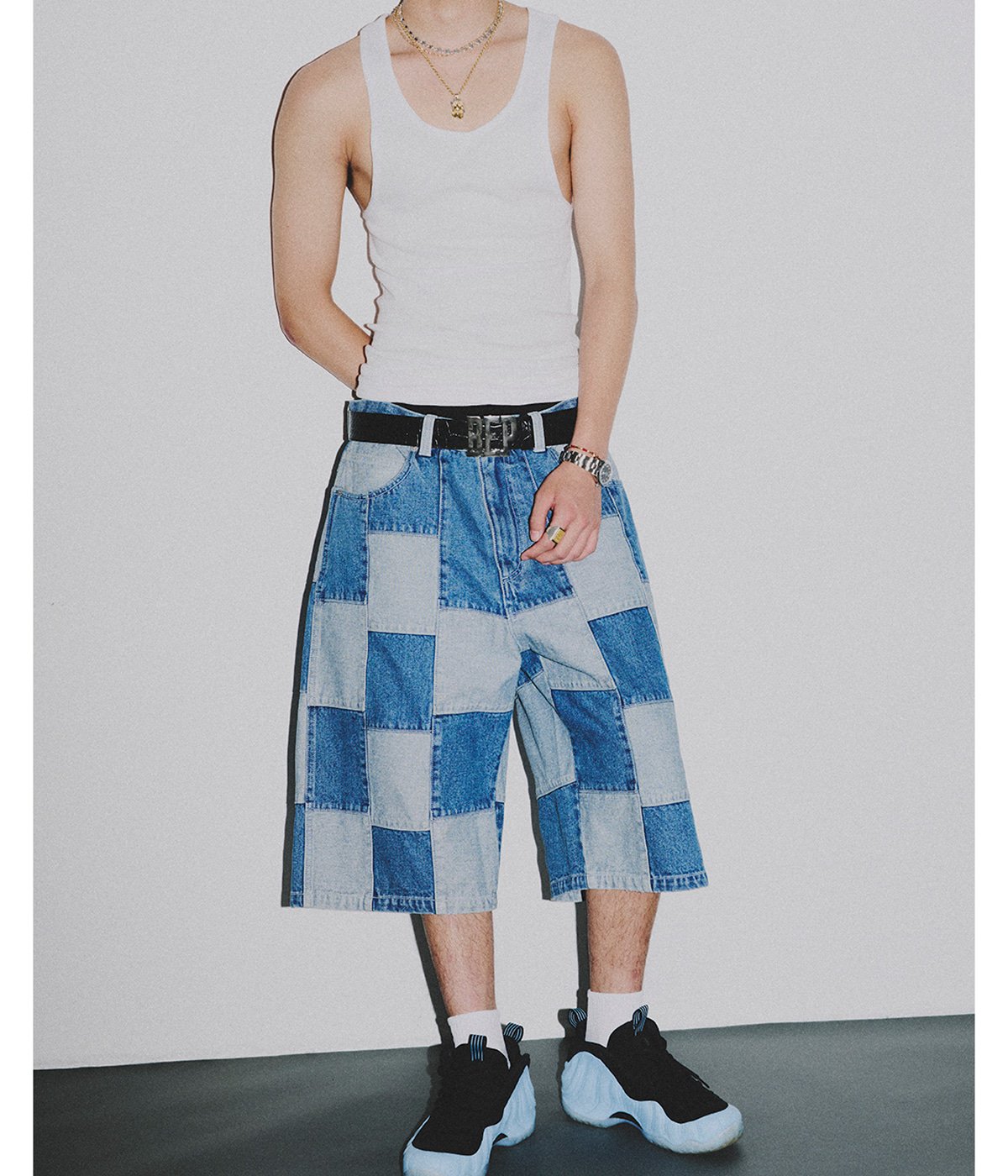 DENIM PATCHWORK BAGGY SHORTS | BlackEyePatch(ブラックアイパッチ