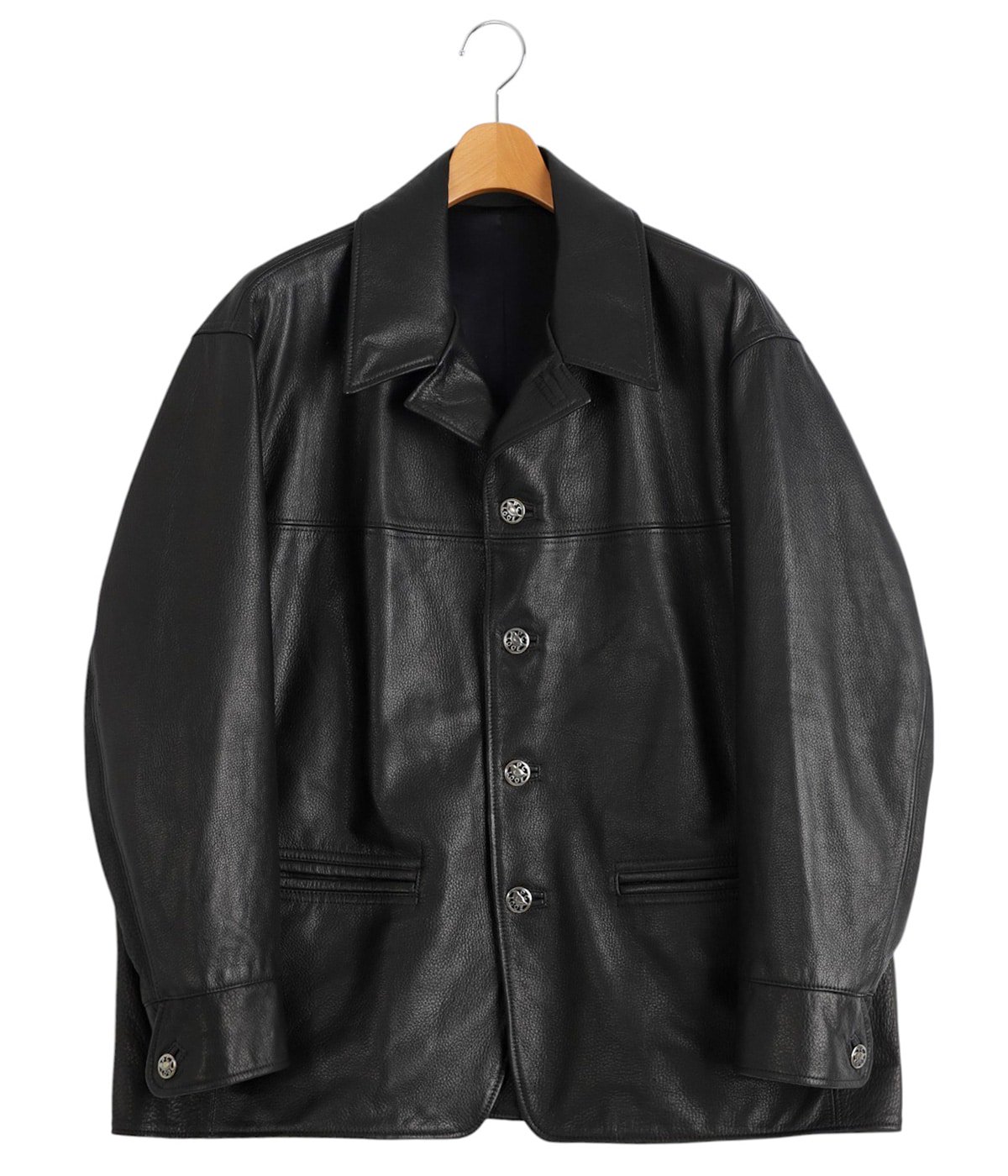 LEATHER CAR COAT W / SILVER BUTTONS | PORTER CLASSIC(ポーター