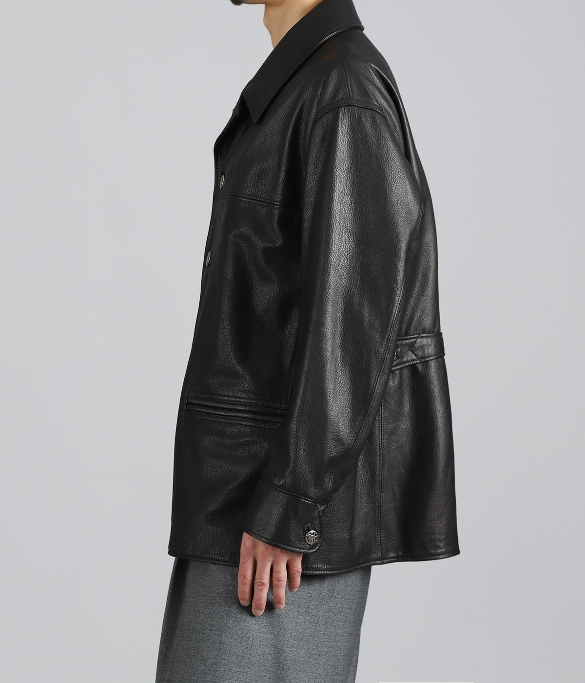 LEATHER CAR COAT W / SILVER BUTTONS | PORTER CLASSIC(ポーター