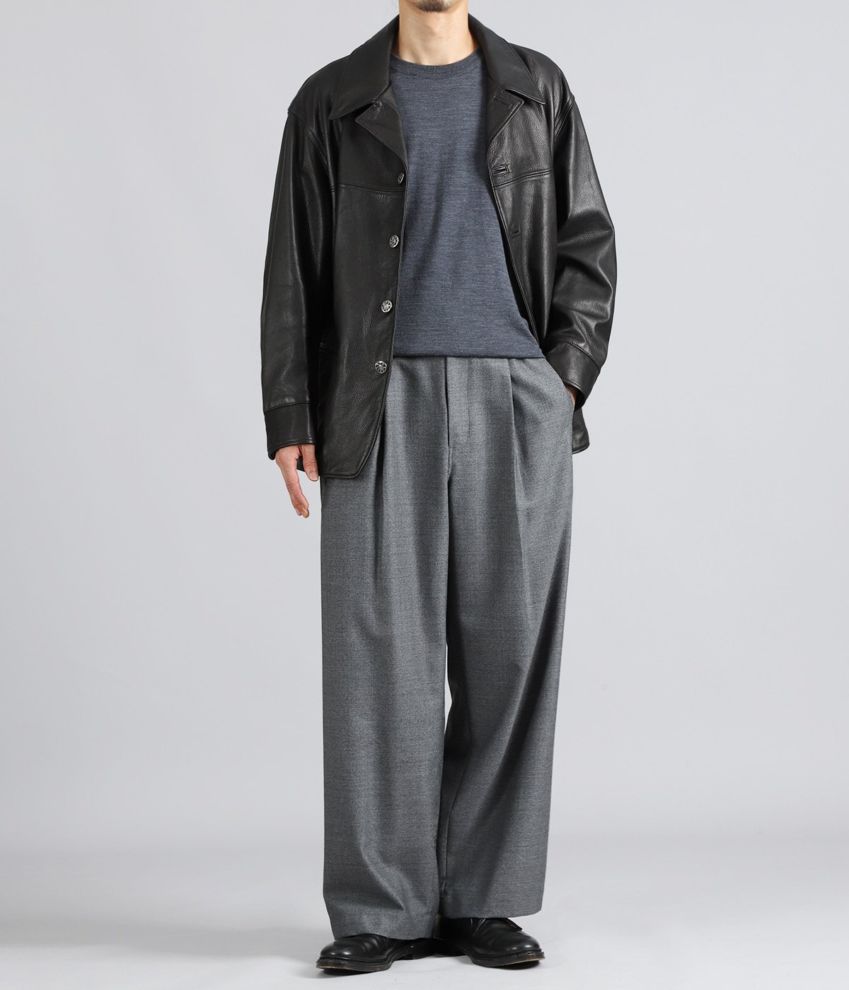 LEATHER CAR COAT W / SILVER BUTTONS | PORTER CLASSIC(ポーター