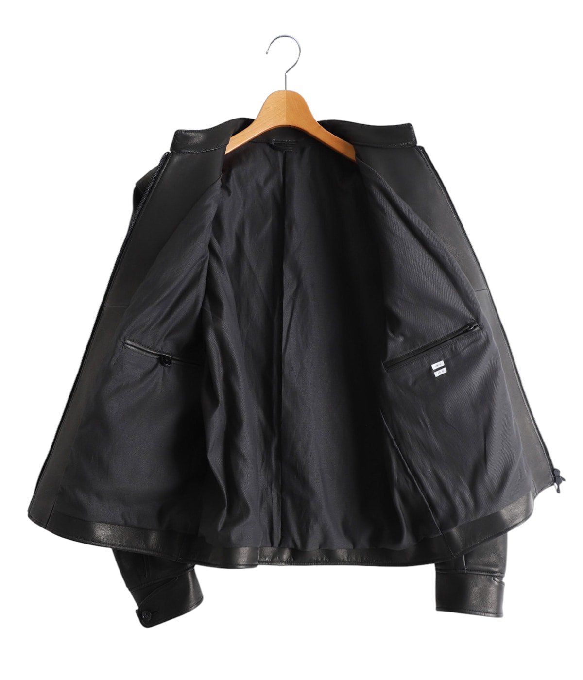 blurhms／Lamb Leather Zip Short Jacket blurhms ラムレザー ジップ ショート ジャケット, Black – Navyblue