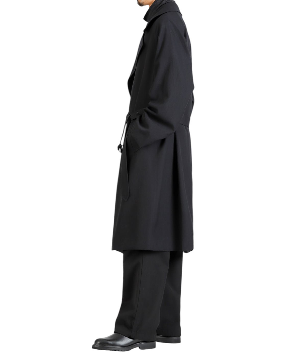 blurhms　ブラームス　ブラック トレンチコート　size2 blurhms (ブラームス) Wool Gabardine Trench Coat / ウールギャバジン