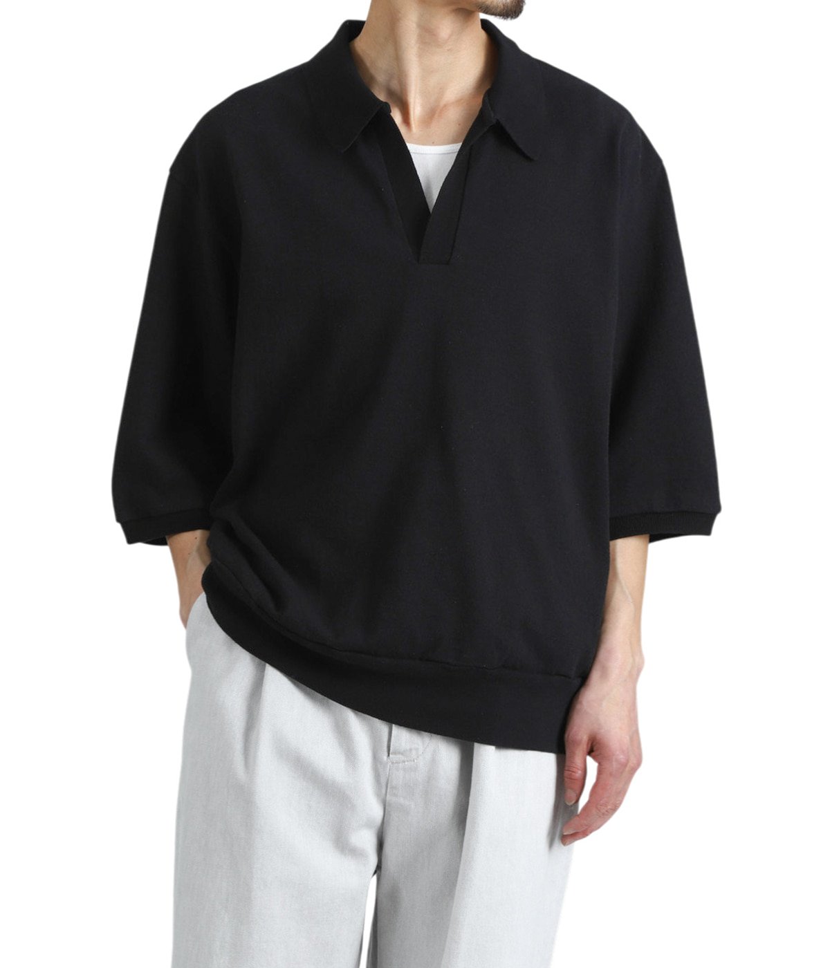 トップス 26ss blurhms Co/Silk Nep Skipper blurhms - blurhms 26SS WOMENS Co/Silk Nep Skipper Cropped Sleeve