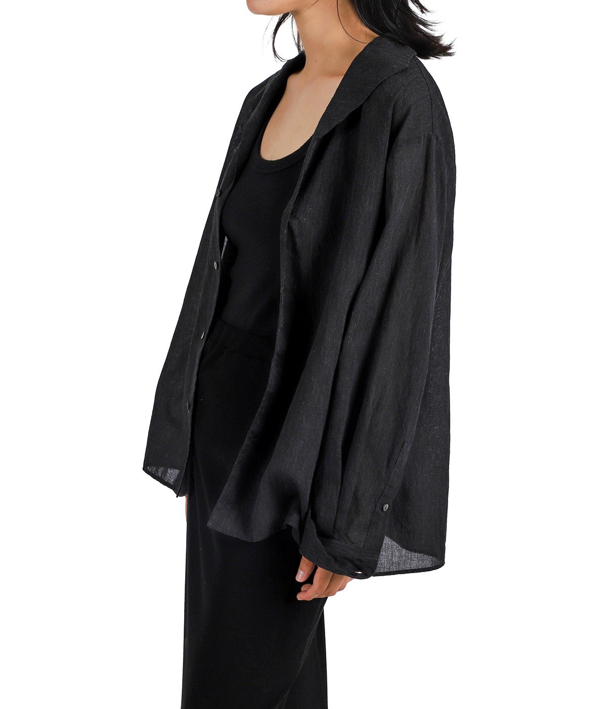 レディース】Silk-Co Voile French Shawl Collar Shirt | blurhms 