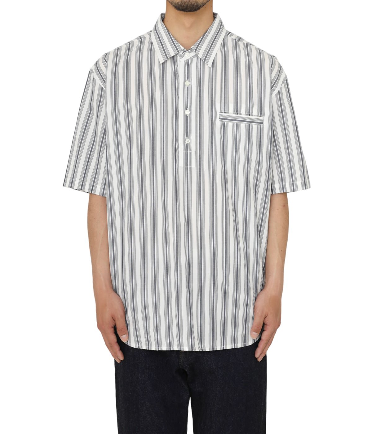 BoTT Stripe Pullover Shirt 長袖 XL ベージュ