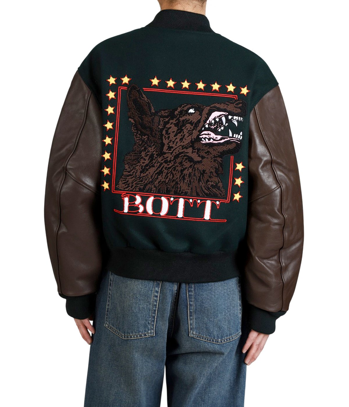 BOTT スタジャン　mサイズ 中古・古着通販】BoTT (ボット) Nylon Varsity Jacket カーキ×ブラウン