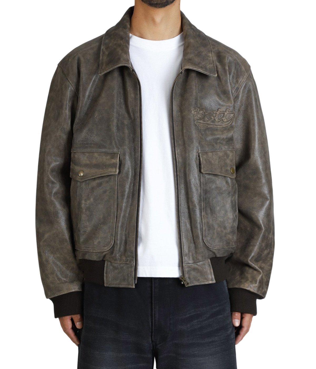 Script Logo Cracked Leather Jacket | BOTT(ボット) / アウター