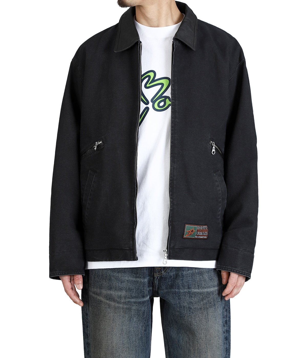 BoTT. 刺繍入りブラックレザージャケット Leather Collar Work Jacket | BOTT(ボット) / アウター ブルゾン