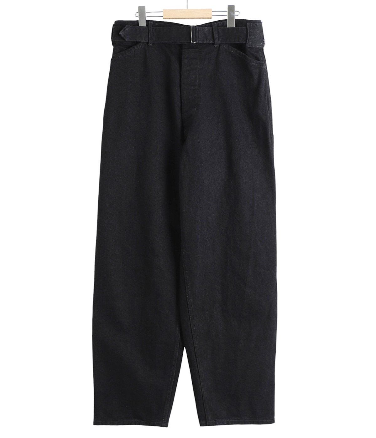 COMOLI デニムベルデッドパンツ ブラック A03-03001 COMOLI ブラック デニム ベルテッドパンツ, Black – Navyblue