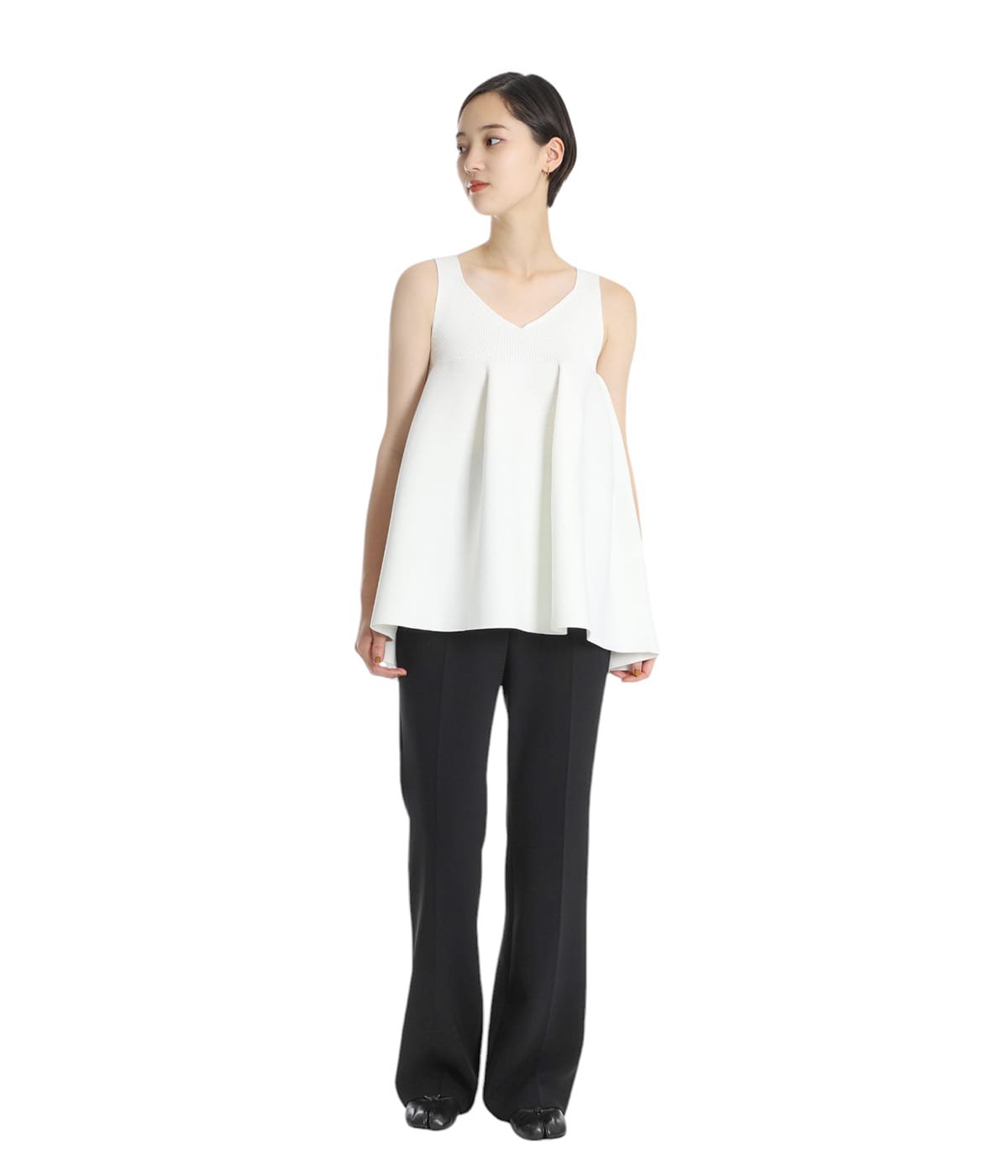 CFCL】 POTTERY SLEEVELESS BUST FLARE TOP / HYPHA LUCENT