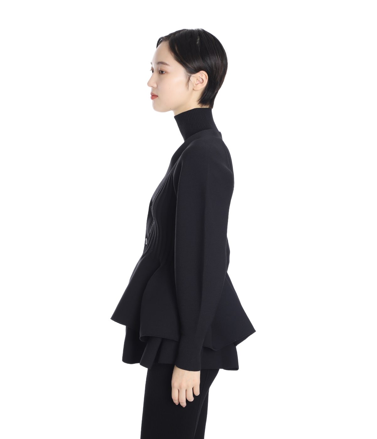 CFCL / シーエフシーエル | POTTERY LUCENT CARDIGAN 1 / 立体 ペプラムカーディガン | 1 | Black | レディース CFCL / シーエフシーエル | POTTERY LUCENT CARDIGAN 1 / 立体