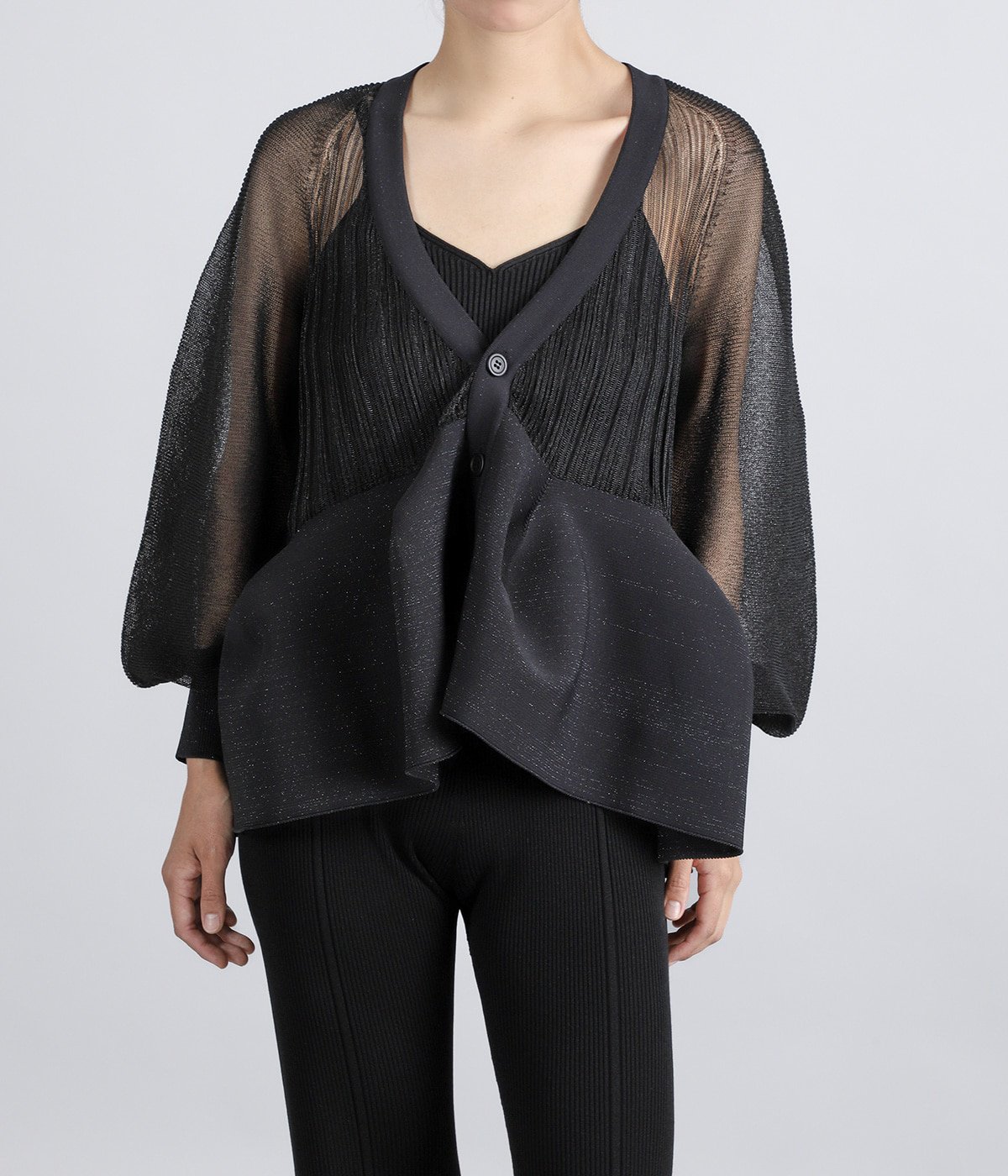 レディース】POTTERY LUCENT GLITTER PUFF SLEEVE CARDIGAN | CFCL