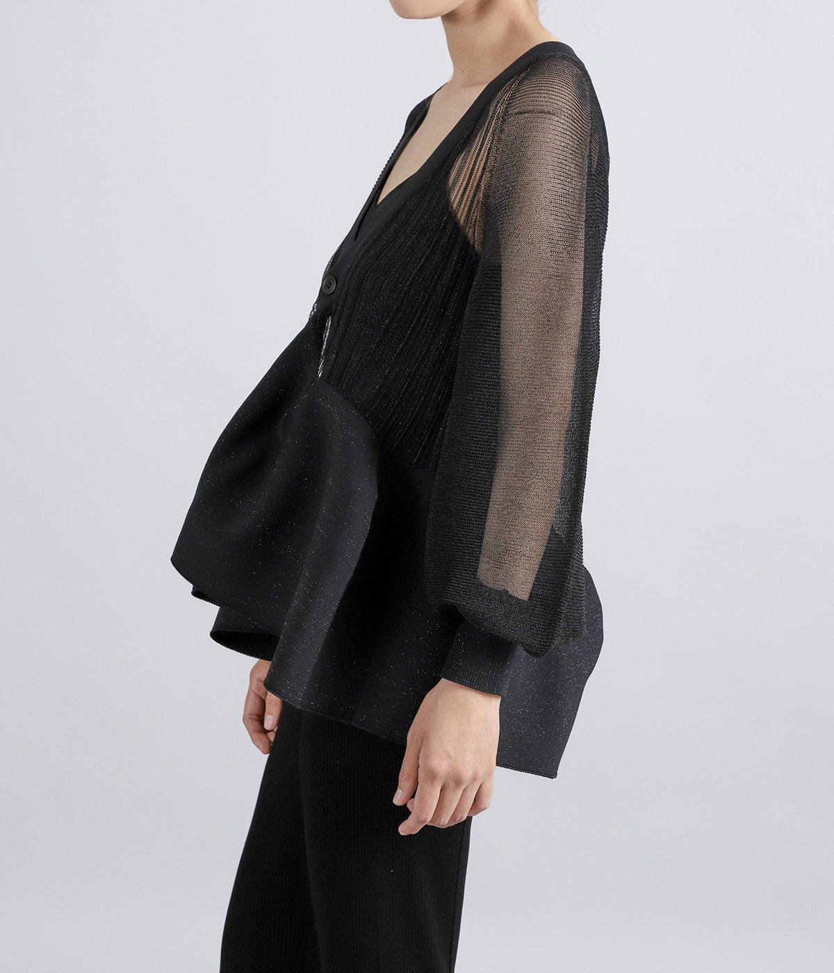 レディース】POTTERY LUCENT GLITTER PUFF SLEEVE CARDIGAN | CFCL