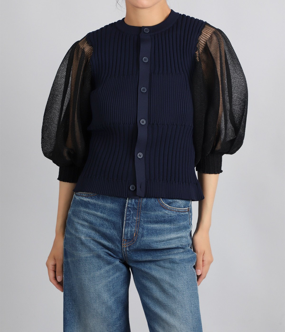 レディース】FLUTED LUCENT PUFFSLEEVE CARDIGAN | CFCL(シーエフ